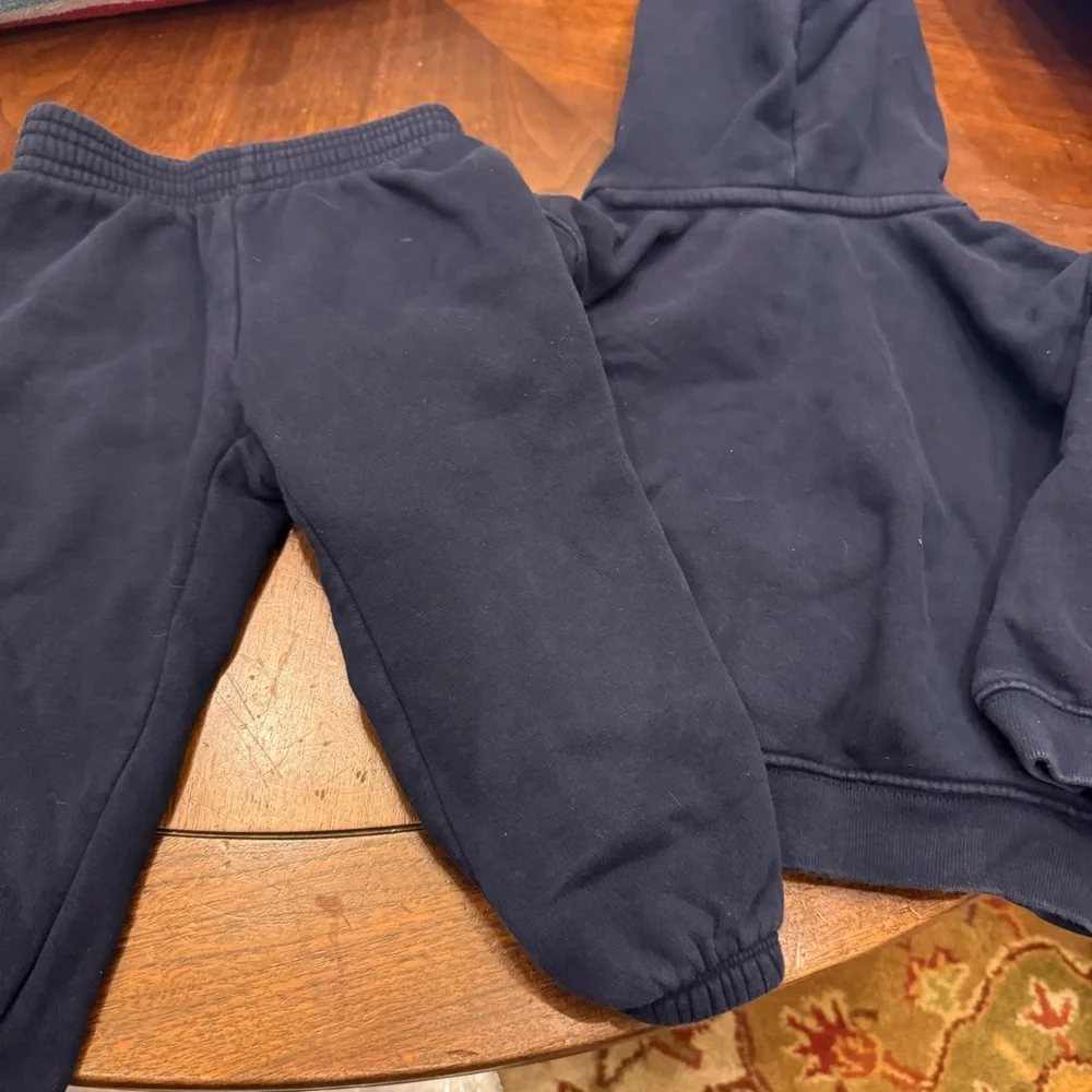 GAP Navy Sweatshirt Hoodie and Joggers Set with Bear Logo Cozy Casual Staple